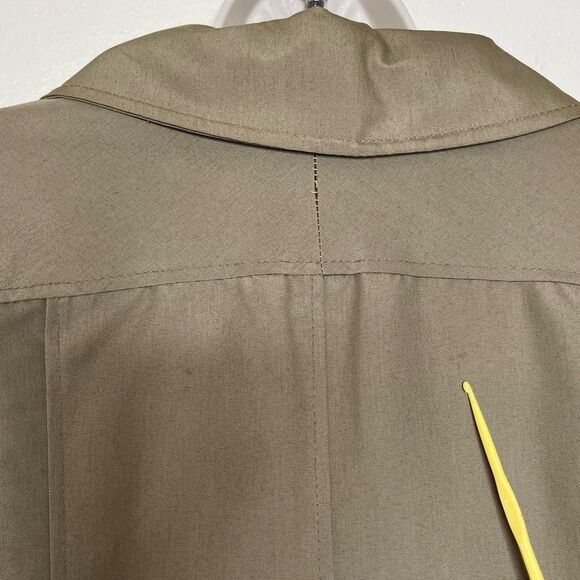 Vintage Tan Trench Coat Lined Button Front Tie Belt Union Label Women Medium - Picture 7 of 14
